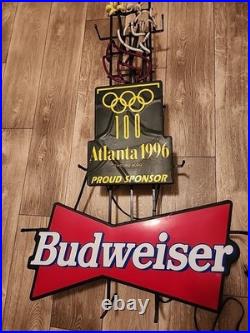RARE Vintage 1996 Atlanta Olympic Games Budweiser Neon Sign Beer Light 100th
