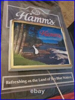 RARE Vintage HAMM'S BEER Land of Sky Blue Waters LIGHTED SIGN neon bar mancave