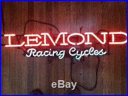 RARE Vintage LEMOND Racing Cycles Neon Electric Bicycle Sign 31 x 8