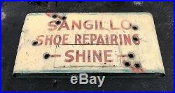 RARE Vintage SANGILLO Shoe Repairing Shine Store Neon Sign Maine Barn Fresh 48