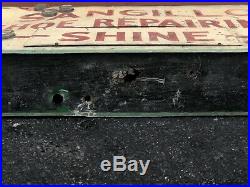 RARE Vintage SANGILLO Shoe Repairing Shine Store Neon Sign Maine Barn Fresh 48
