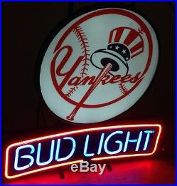 REAL Vintage Budweiser Beer NY YANKEES Neon Lighted Bar Advertising Sign USA