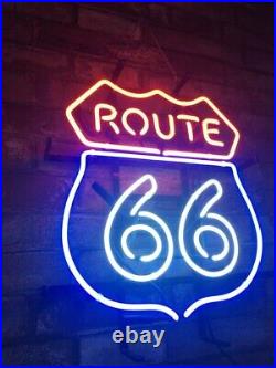 ROUTE 66 Bar Wall Real Glass Bedroom Vintage Store Decor Neon Sign 16