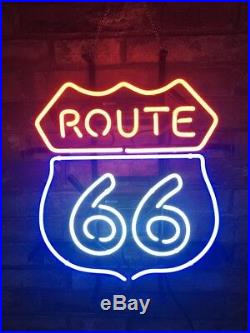ROUTE 66 Beer Porcelain Custom Vintage Store Real Glass Neon Sign Display