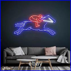 Race Horse LED Neon Sign 30x17 Light Horse Racing Auto Classic Vintage