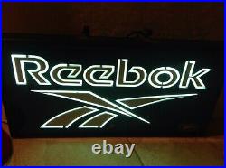 Rare LIGHT UP REEBOK Shoe Store Advertising Sign Display 24 x12 huge neon vtg