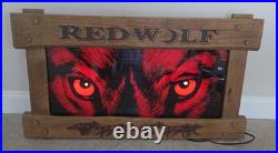 Rare Red Wolf Lighted Beer Sign Neon Type 42x24 Huge Vintage Bar Display Mancave