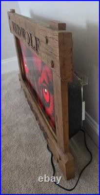 Rare Red Wolf Lighted Beer Sign Neon Type 42x24 Huge Vintage Bar Display Mancave