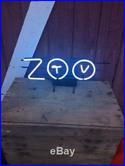 Rare Scarce Vtg U2 Neon Bar Sign Zoo Tv 24 Budweiser Blue White Display Mint