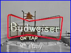 Rare Vintage 1965 Budweiser On Tap beer neon sign bow tie 27x15
