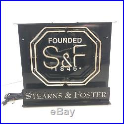 Rare Vintage 1980's Stearns & Foster Neon Sign Commercial Heavy Duty Grade 22x20