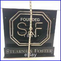 Rare Vintage 1980's Stearns & Foster Neon Sign Commercial Heavy Duty Grade 22x20