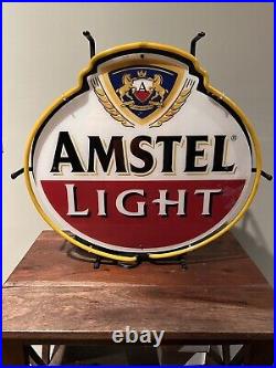 Rare Vintage Amstel Light Beer Neon Bar Sign Made In USA! 21 X 19 BEAUTIFUL