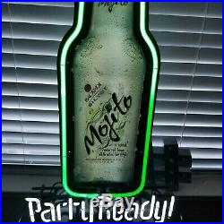 Rare Vintage Bacardi Silver Mojito Party Ready Beer Neon Light Sign 31x9x6