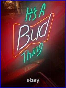 Rare Vintage Budweiser Neon (It's a Bud Thing) Bar Or Store Advertising Sign