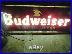 Rare Vintage Framed Budweiser King Of Beers White Neon Advertising Sign Working