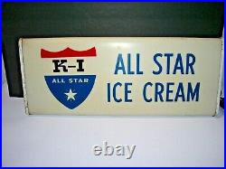 Rare Vintage K-i All Star Ice Cream Lighted Sign Neon Products Inc Lima Ohio