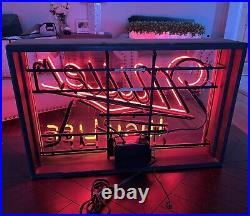 Rare Vintage MILLER HIGH LIFE Beer NEON Sign In Custom Wooden Shadow Box. Look