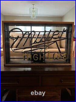 Rare Vintage MILLER HIGH LIFE Beer NEON Sign In Custom Wooden Shadow Box. Look