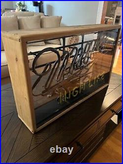 Rare Vintage MILLER HIGH LIFE Beer NEON Sign In Custom Wooden Shadow Box. Look