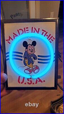 Rare Vintage Mickey Mouse Made In The USA Neon Lighted Counter Wall Sign