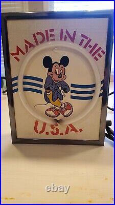 Rare Vintage Mickey Mouse Made In The USA Neon Lighted Counter Wall Sign