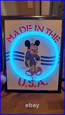 Rare Vintage Mickey Mouse Made In The USA Neon Lighted Counter Wall Sign