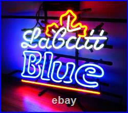 Real Glass Labatt BLUE Game Room Hand Made Neon Bar Sign Vintage 20''x14'