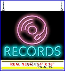 Records Neon Sign Jantec 24 x 18 Music Store Shop Vintage 50's Light CD
