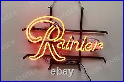 Red Rainier Artwork Neon Sign Glass Beer Bar Display Vintage Cave