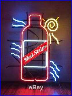 Red Stripe Beer bottle with sun and stripe neon light sign Vintage