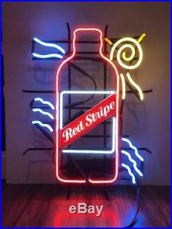 Red Stripe Beer bottle with sun and stripe neon light sign Vintage