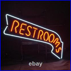 Restrooms Arrow Cave Bar Glass Artwork Neon Light Sign Vintage