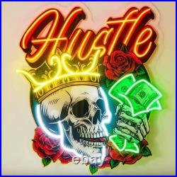 Rich Skull LED Neon Sign 26x28 Light Man Cave Vintage UV Print Wall Decor