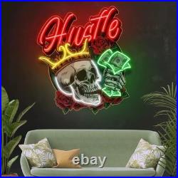 Rich Skull LED Neon Sign 26x28 Light Man Cave Vintage UV Print Wall Decor