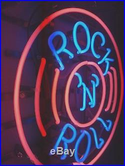 Rock N Roll Real Glass Neon Light Sign Vintage Bar Club Mancave Decor Home UK