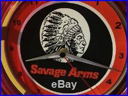Savage Firearms Shotgun Rifle Gun Advertising Man Cave Neon Wall Clock Sign