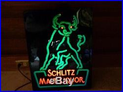 Schlitz Beer Sign Lighted Neo-neon Beer Sign Vintage Malt Liquor Bull