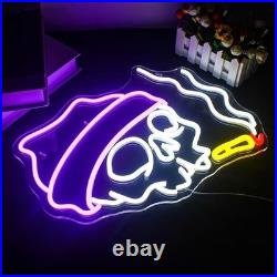 Skull Flex Neon Sign 26x16 Light Man Cave Vintage Beer Bar Open Wall Decor