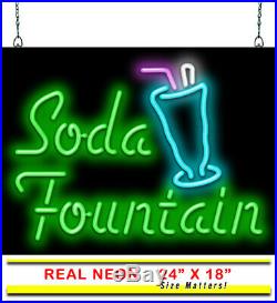 Soda Fountain Neon Sign Jantec 24x 18 Ice Cream Diner Vintage 50's Light