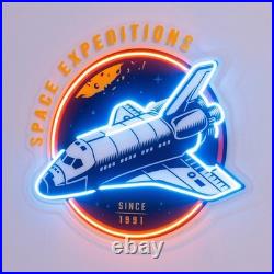 Space Expeditions Neon Sign 24x22 Light Man Cave Vintage Kids Room Art Decor
