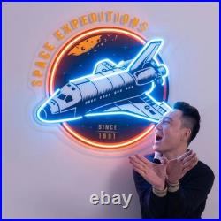 Space Expeditions Neon Sign 24x22 Light Man Cave Vintage Kids Room Art Decor