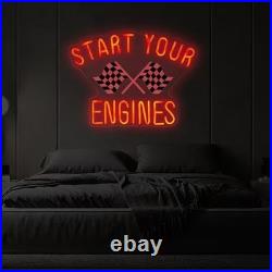 Start Your Race Flex Neon Sign 24x22 Light Man Vintage Car Garage Wall Decor