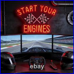 Start Your Race Flex Neon Sign 24x22 Light Man Vintage Car Garage Wall Decor