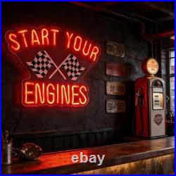 Start Your Race Flex Neon Sign 24x22 Light Man Vintage Car Garage Wall Decor