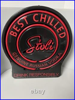 Stoli Genuine Russian Vodka Glass Tube Neon Light Display Sign VTG 20x17