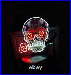 Sugar Skull Rose Acrylic Vintage Neon Light Sign Wall Room Gift Display 17