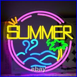Summer LED Neon Sign 26x26 Light Man Cave Beer Bar Display Vintage Wall Decor