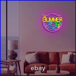 Summer LED Neon Sign 26x26 Light Man Cave Beer Bar Display Vintage Wall Decor