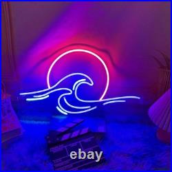 Sun Ocean Waves Flex Neon Sign 24x10 Light Man Cave Vintage Room Wall Decor